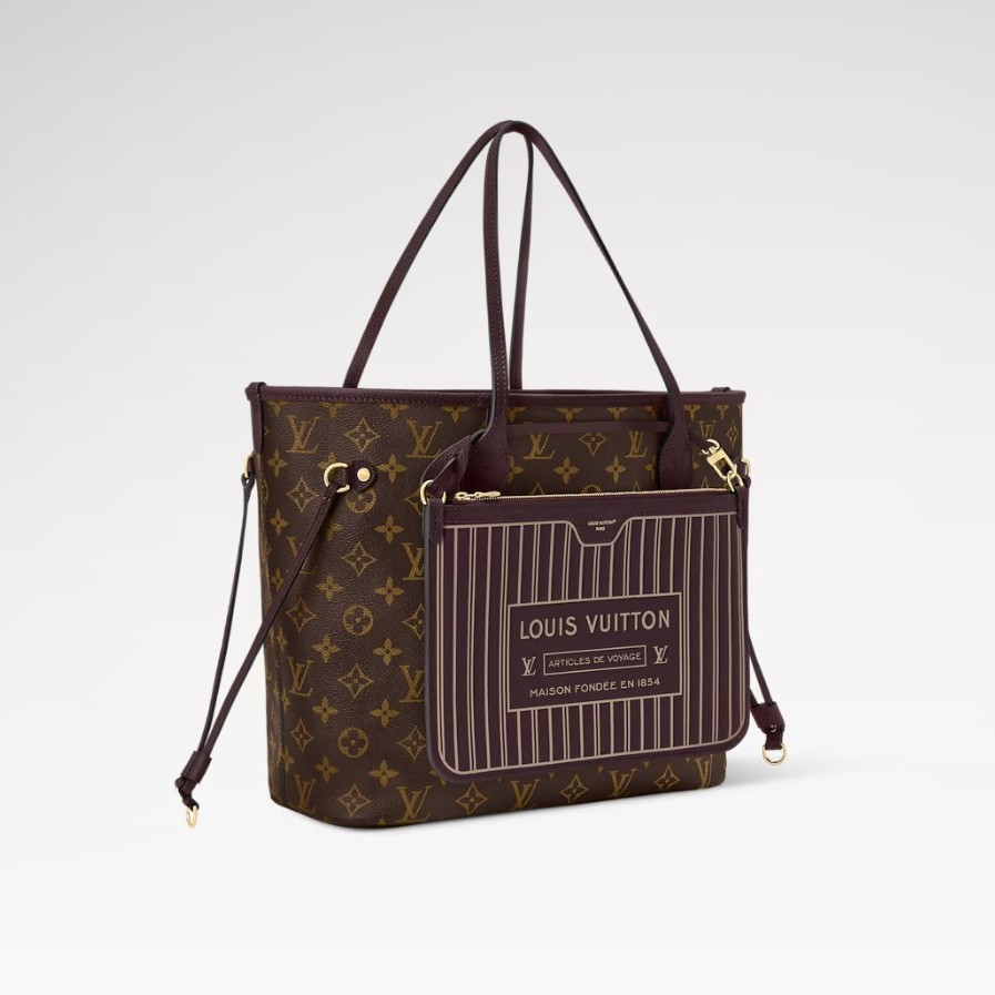 [True-to-ORIGINAL] L0vis Vvtt0n Neverfull Inside Out MM Monogram Wine For Women 31cm/12.2in M25663