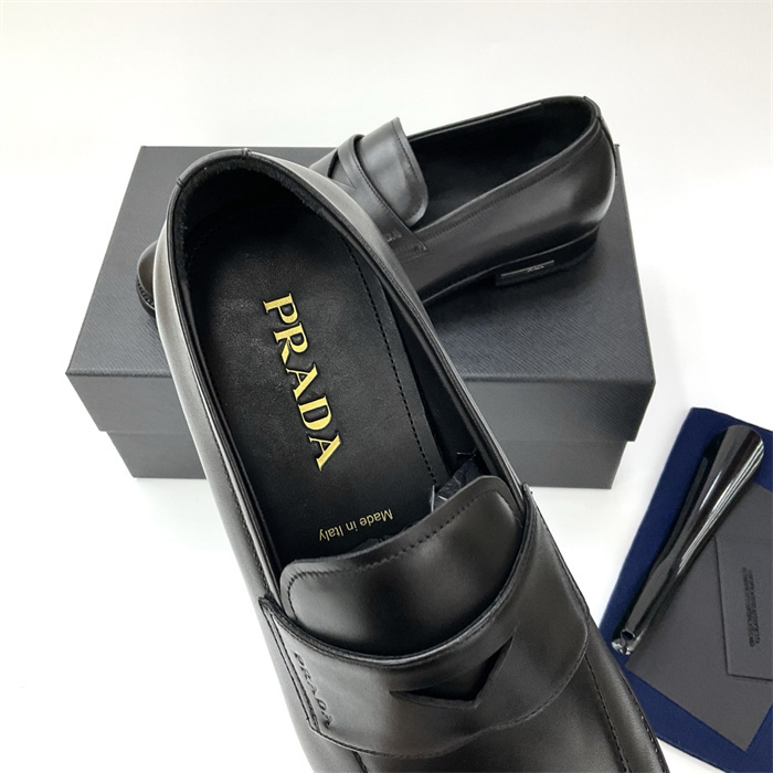 Pra*a Leather Loafers Black For Men