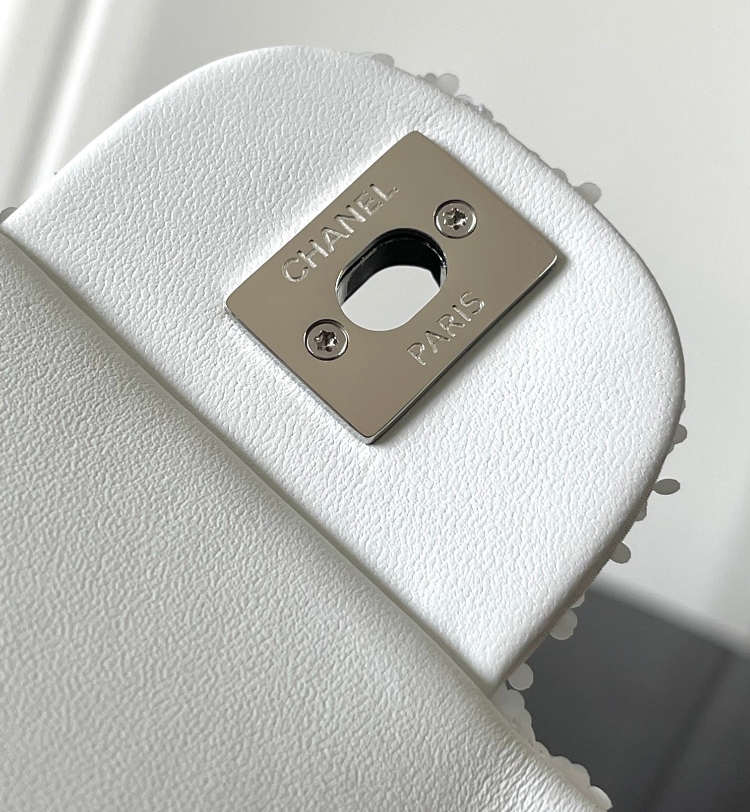 [True-to-ORIGINAL] Ch**el Sequin Bow Mini Flap Bag White For Women 7.9in/20cm