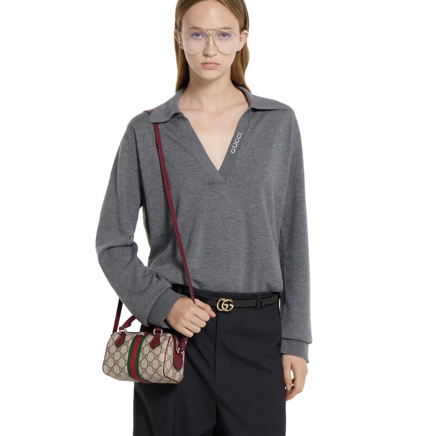 Gvc*1 Ophidia Mini Boston Bag Beige And Brown GG For Women 6.3in/16cm ‎838478 FAE0P 9789