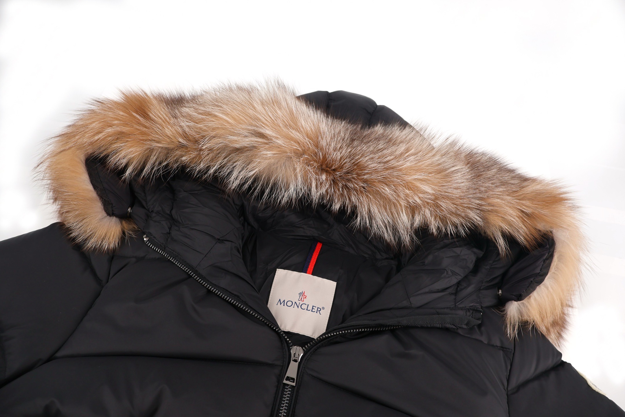 Moncler Boed Hooded Shearling-Trimmed Short Down Jacket Black For Women