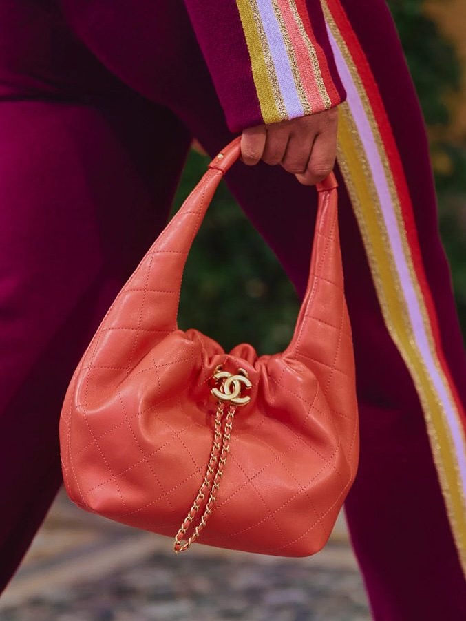 Ch**el Hobo Handbag Coral For Women 9.4in/24cm AS5976-B22897-U4539