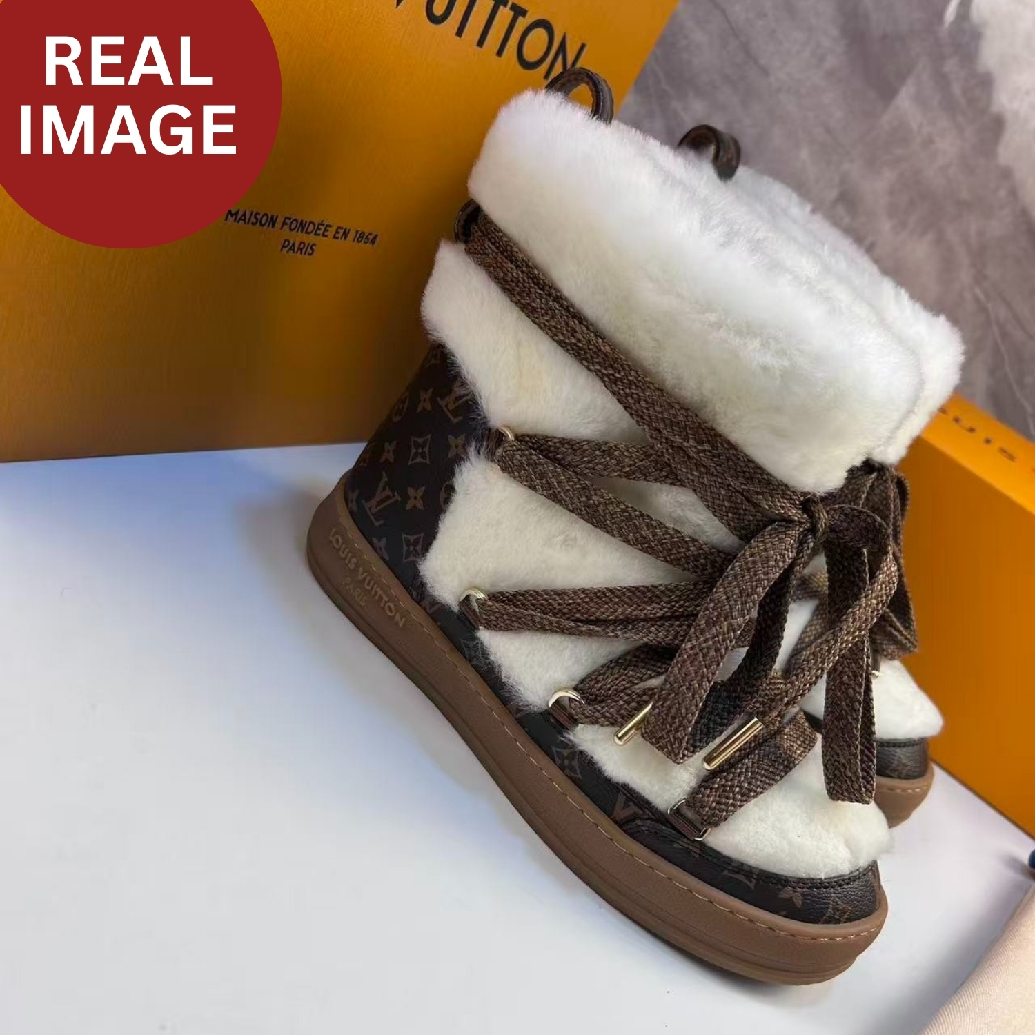 L0vis Vvtt0n LV Cloud Lace-Up Ankle Boots Sneaker Beige For Women 1AIV31