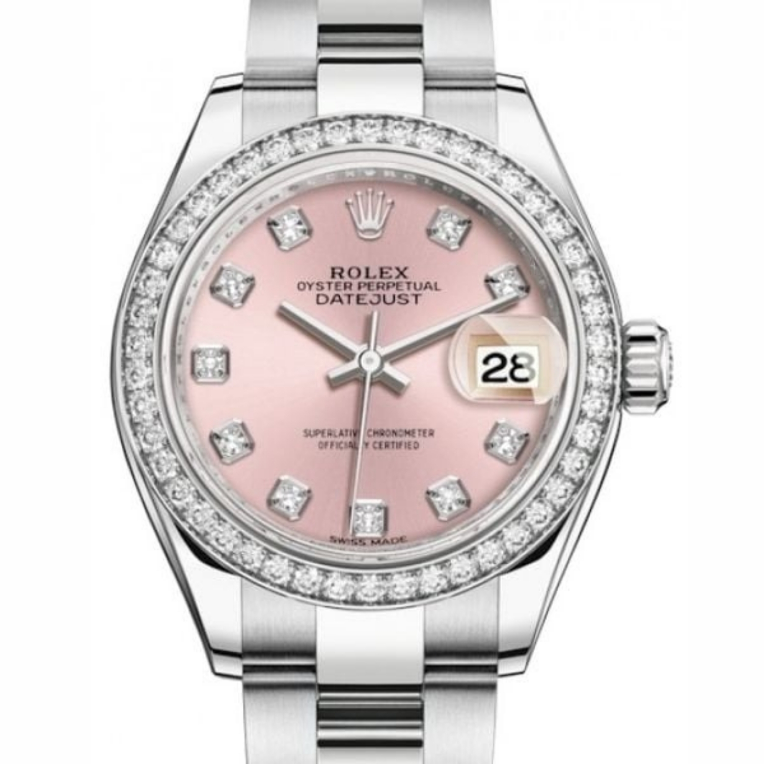 R01ex Lady-Datejust Watch Silver Toned Pink Dial 28mm For Women 279384RBR-0014