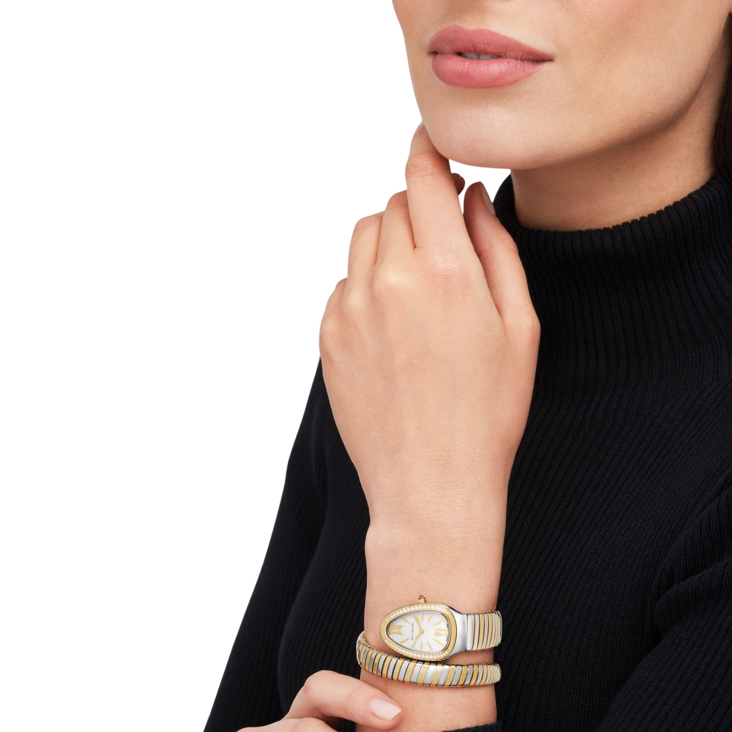 Bv1g*ai Serpenti Tubogas Watch Silver/Gold Toned White Dial 35mm For Women 103648