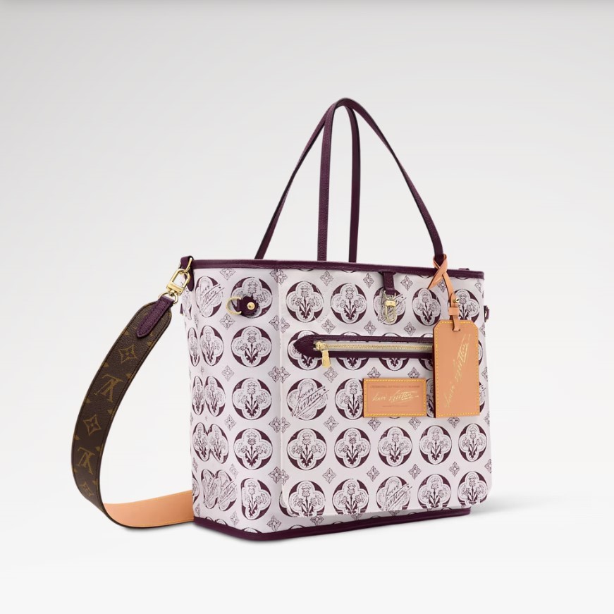 L0vis Vvtt0n Neverfull Inside Out MM Tote Bag 12.2in/ 31cm Monogram/ Purple Gold Hardware For Women M28377