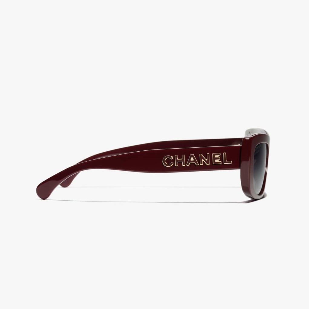 Ch**el Rectangle Sunglasses Burgundy For Women A71760 X02016 S0281