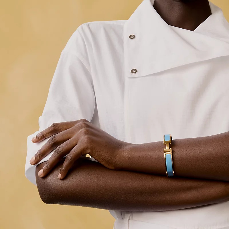 H**me5 Clic H Bracelet Bleu Orage Gold Hardware For Women H700001F 6TGM