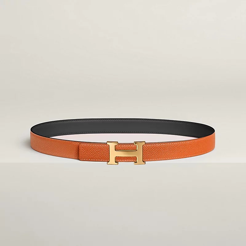 H**me5 Mini H 24mm Reversible Belt Noir/ Orange For Women H052150CABW065