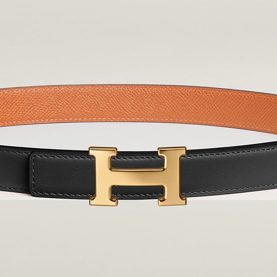H**me5 Mini H 24mm Reversible Belt Noir/ Orange For Women H052150CABW065