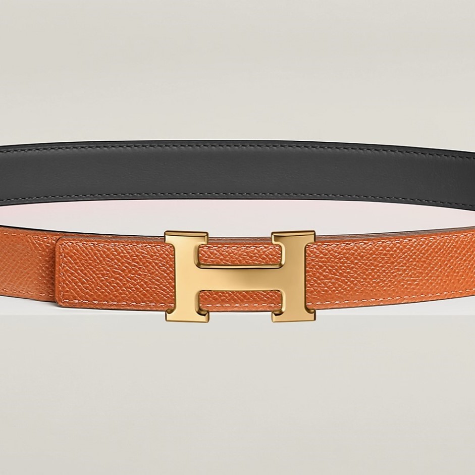 H**me5 Mini H 24mm Reversible Belt Noir/ Orange For Women H052150CABW065