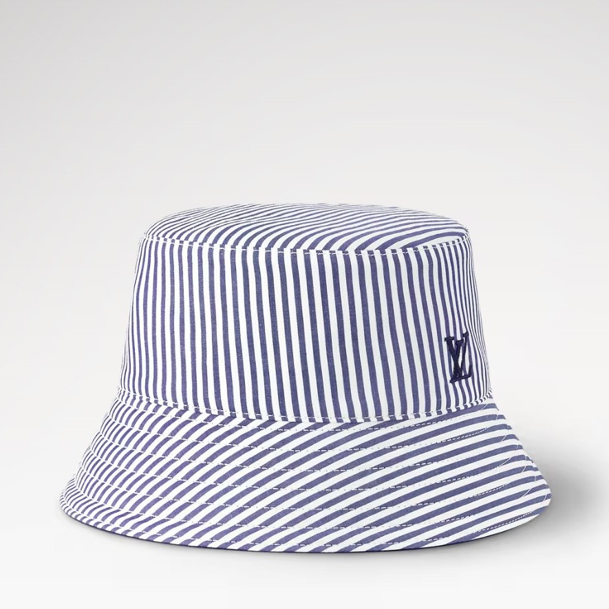 L0vis Vvtt0n LV League Striped Bucket Hat Navy Blue For Women M5158M