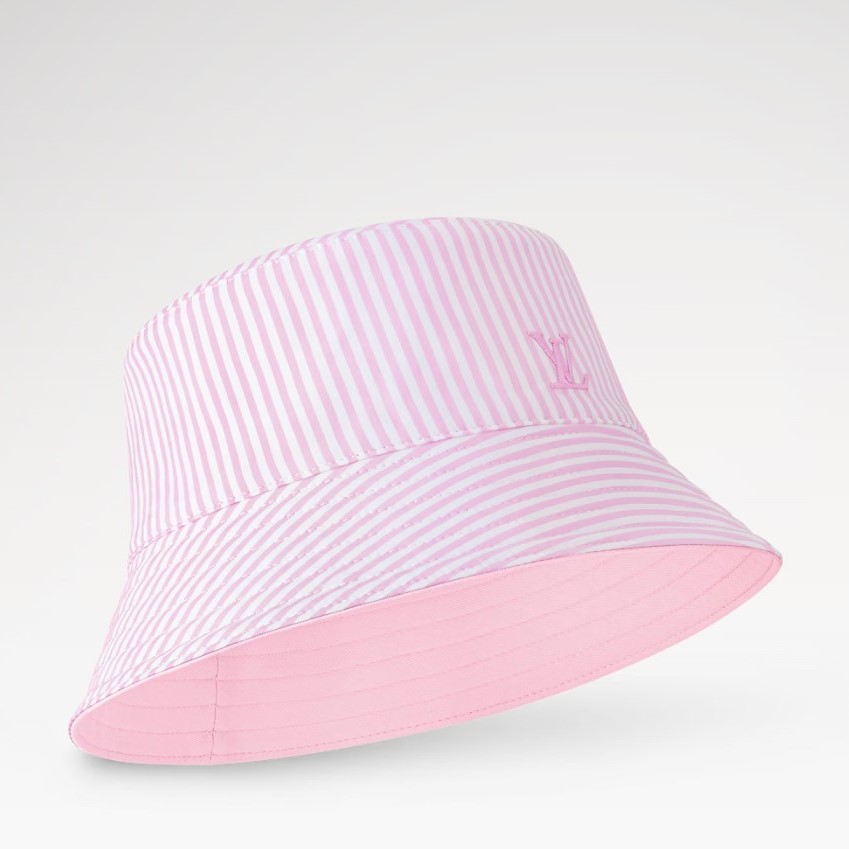 L0vis Vvtt0n LV League Striped Bucket Hat Pink For Women M5160M