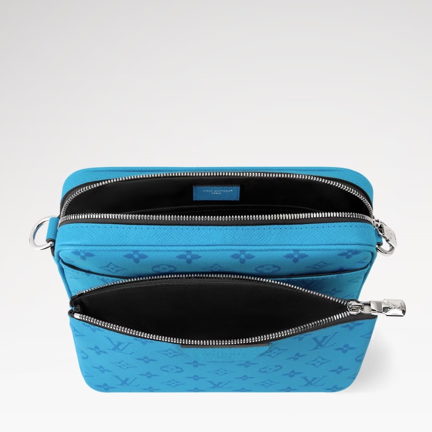 L0vis Vvtt0n Trio Messenger Crossbody Bag 9.8in/ 25cm Tropical Blue Silver Hardware For Men M27641