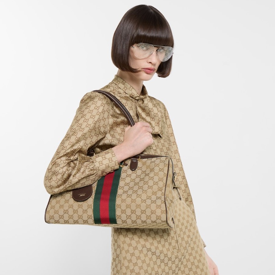 Gvc*1 Borsetto Large Boston Shoulder Bag 15.2in/ 39cm Sand/ Brown Gold Hardware For Women 866734 FAFV9 9653