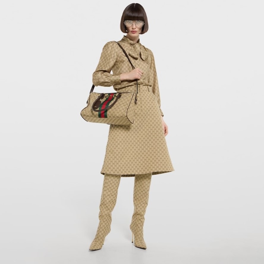 Gvc*1 Borsetto Large Boston Shoulder Bag 15.2in/ 39cm Sand/ Brown Gold Hardware For Women 866734 FAFV9 9653