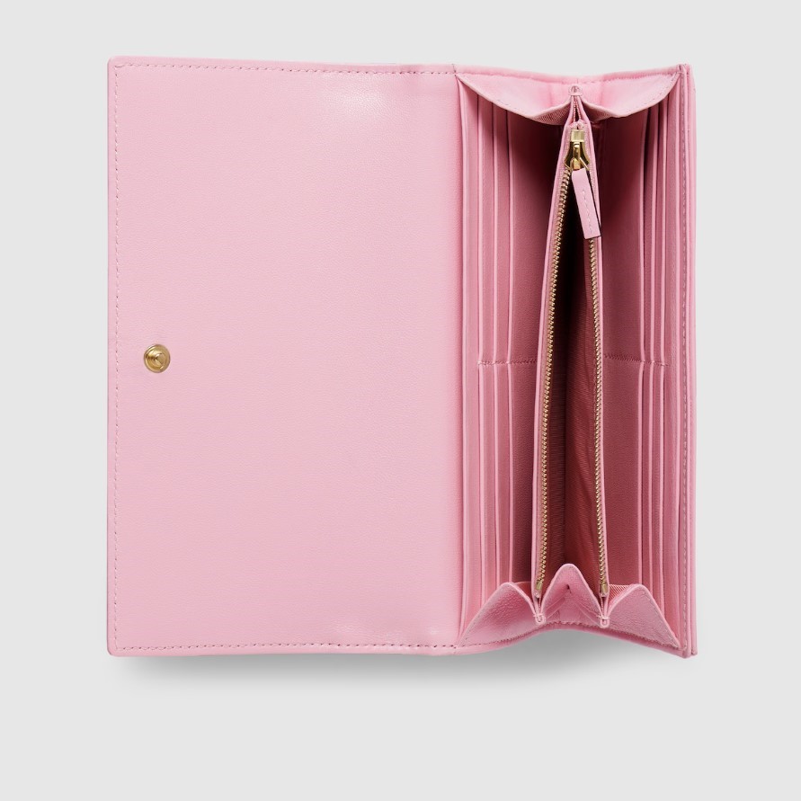 Gvc*1 GG Marmont Continental Wallet For Women 7.5in/ 19cm Light Pink Gold Hardware 443436 AAGJE 5825
