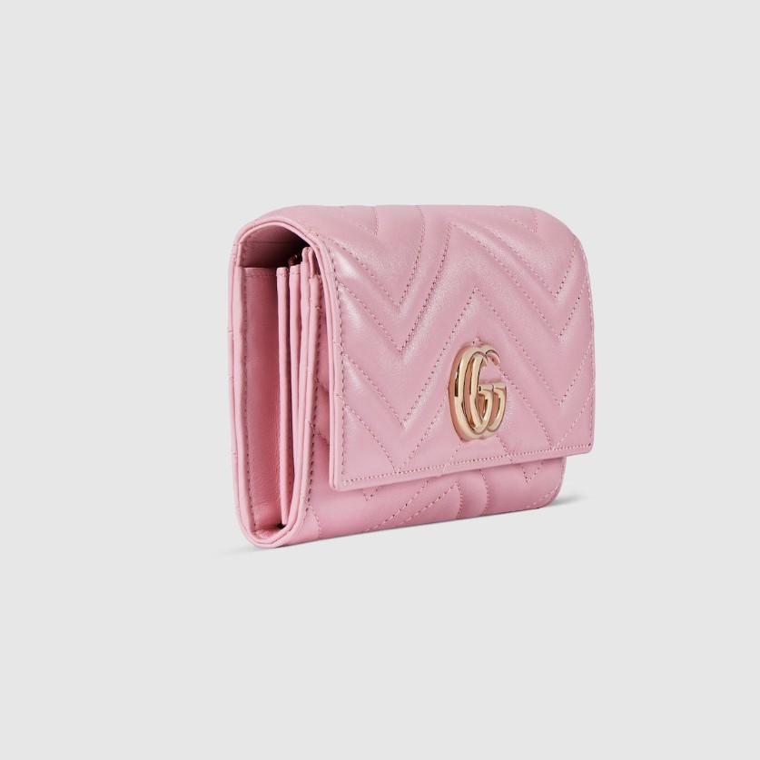 Gvc*1 GG Marmont Continental Wallet For Women 7.5in/ 19cm Light Pink Gold Hardware 443436 AAGJE 5825