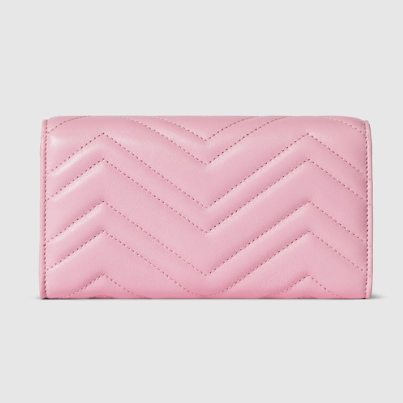 Gvc*1 GG Marmont Continental Wallet For Women 7.5in/ 19cm Light Pink Gold Hardware 443436 AAGJE 5825