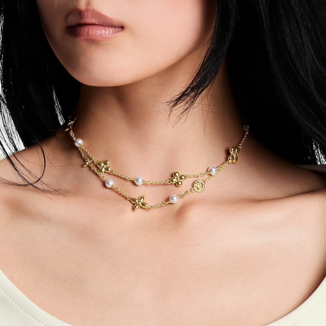 L0vis Vvtt0n Pearl Constellations Necklace Gold Hardware For Women M03508