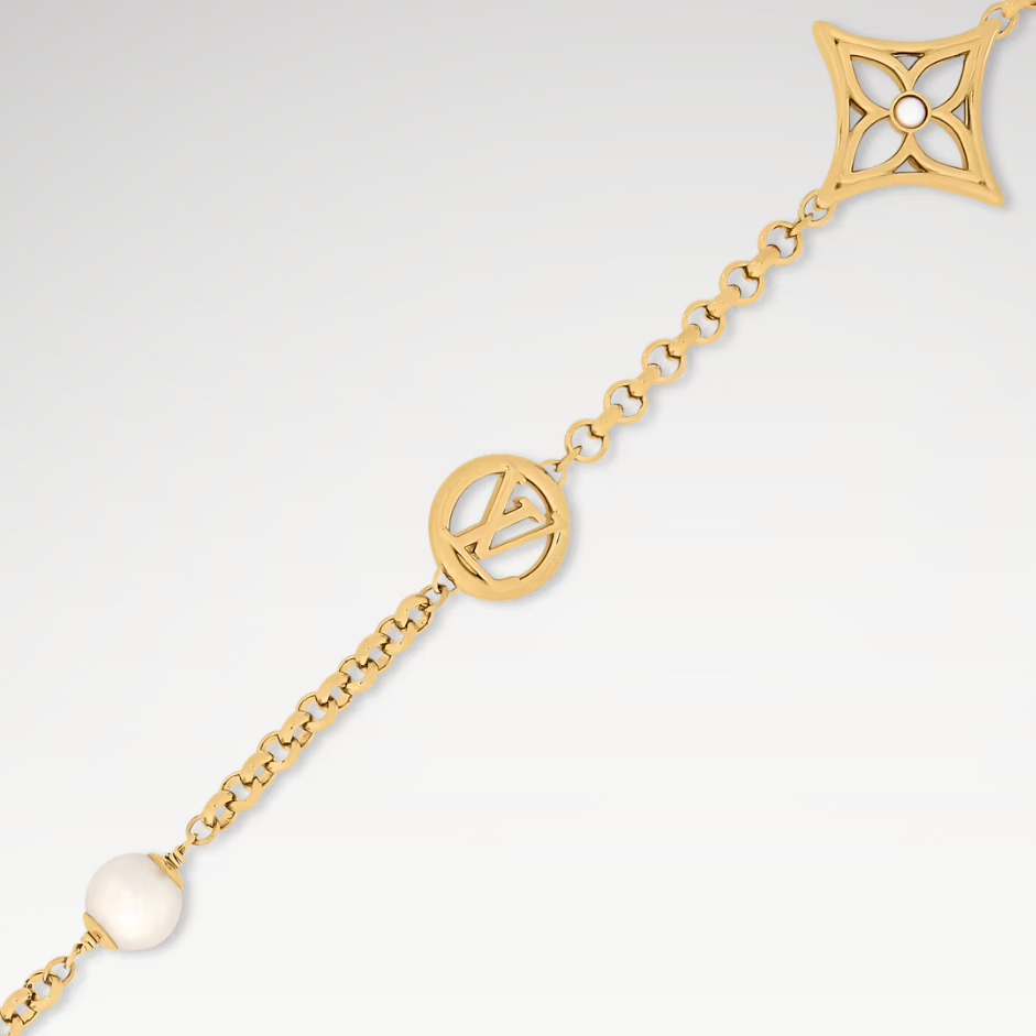 L0vis Vvtt0n Pearly Flower Sautoir Necklace White Gold Hardware For Women M03499