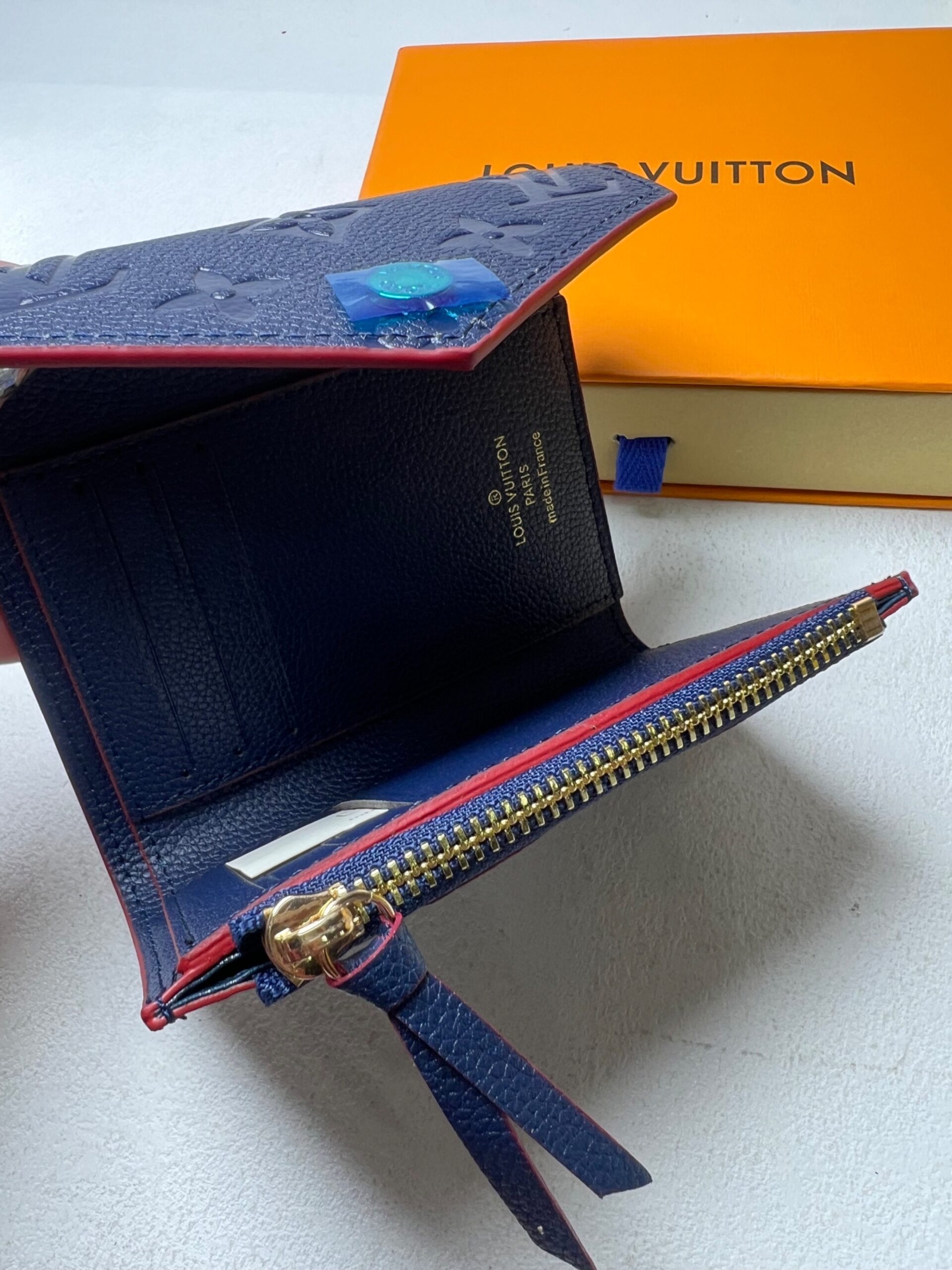 L0vis Vvtt0n Victorine Wallet Monogram Empreinte Navy Blue/ Red For Women, Women’s Wallets 4.7in/12cm LV M64577