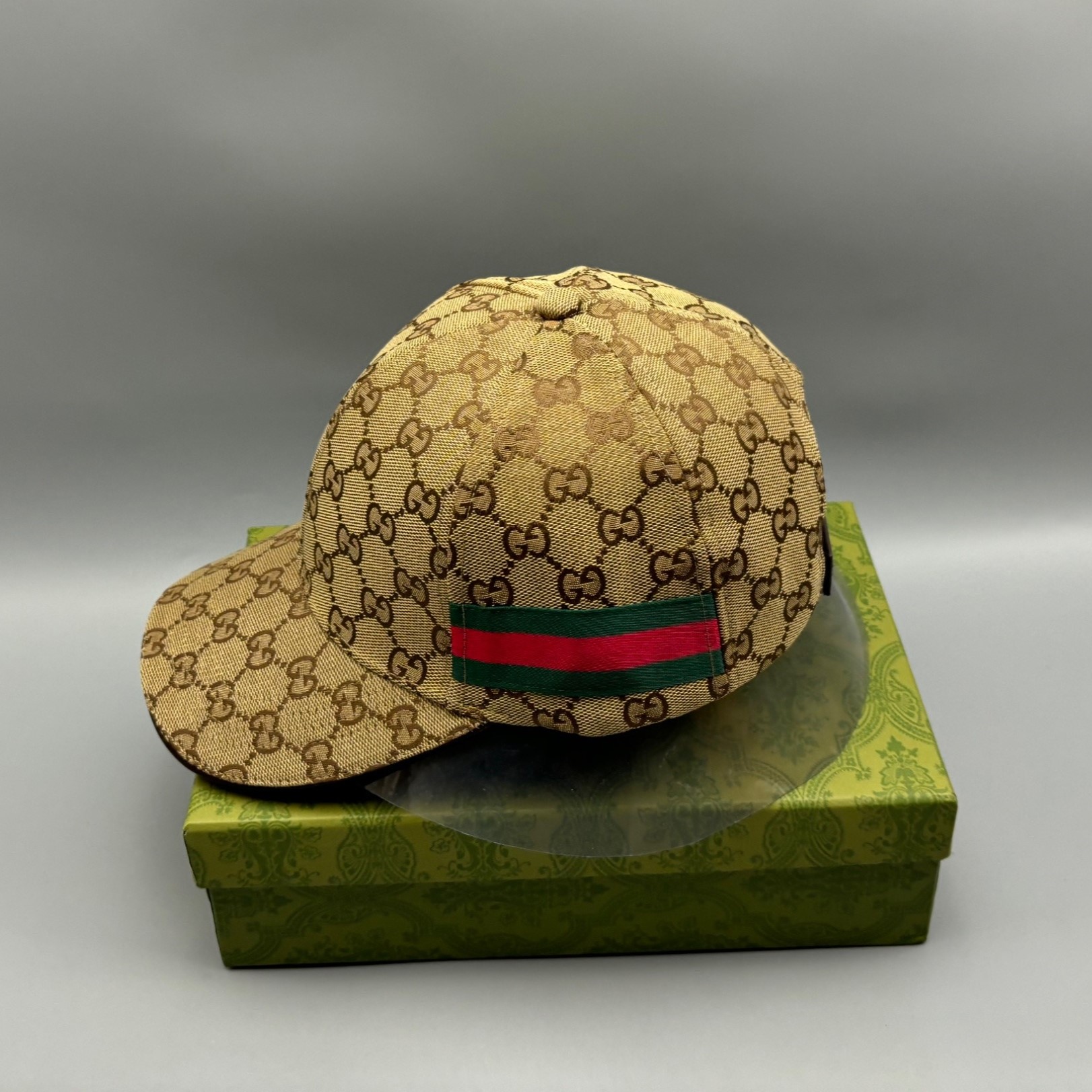 Gvc*1 Original GG Canvas Baseball Hat With Web Beige GG Hat