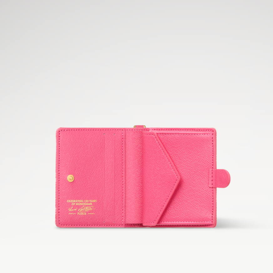 L0vis Vvtt0n LV Charms Pocket Wallet Monogram Origine Rose Ruban For Women 3.9in/10cm M27680