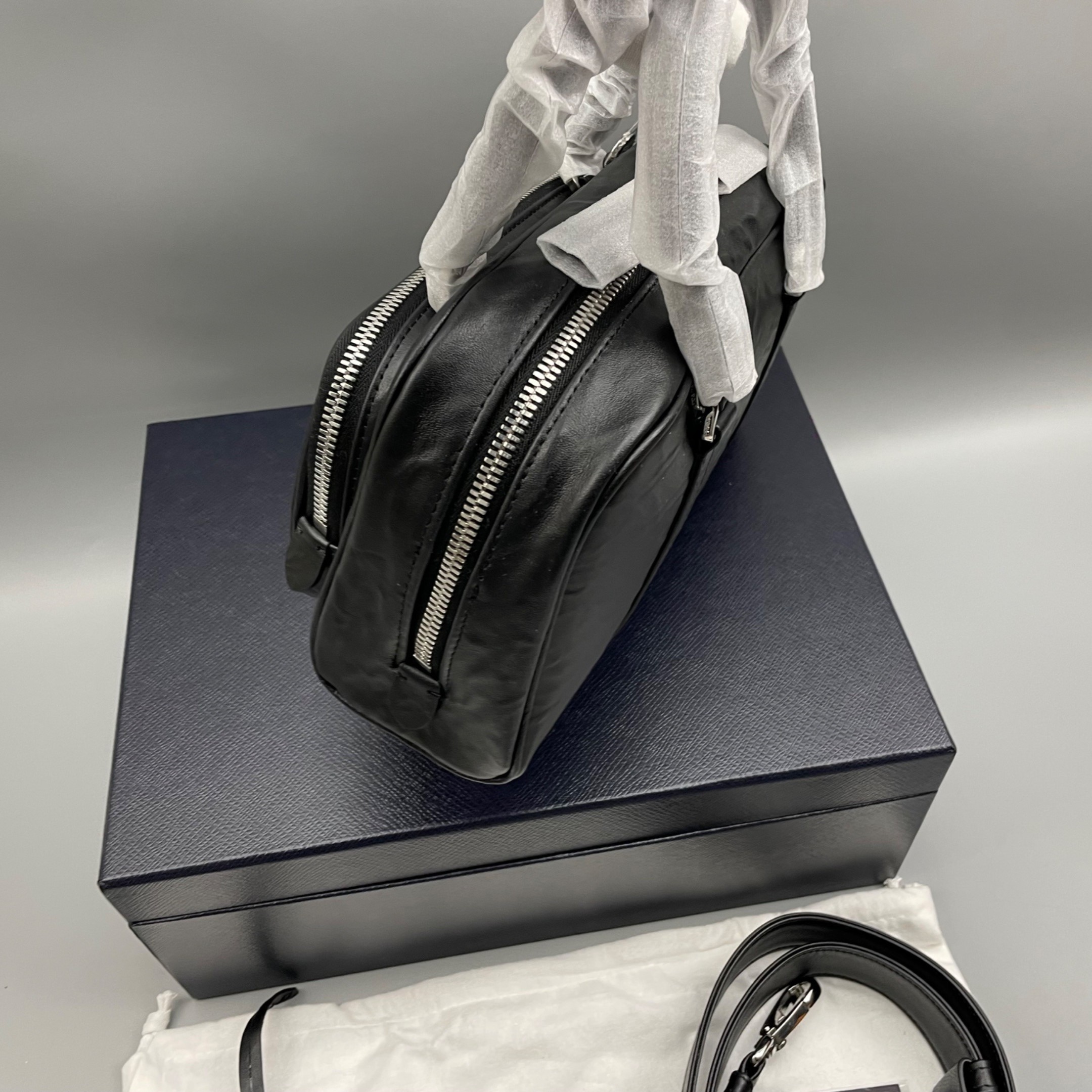 [True-to-ORIGINAL] Pra*a Antique Nappa Multi-Pocket Top-Handle Bag Black For Women 9.5in/24cm 1BB098-UVL-F0002-V-T2O