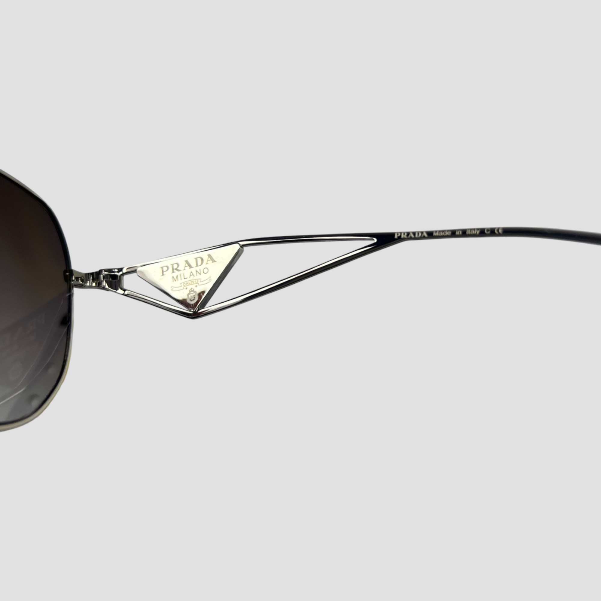 Pra*a Sunglasses With Triangle Logo Silver For Women