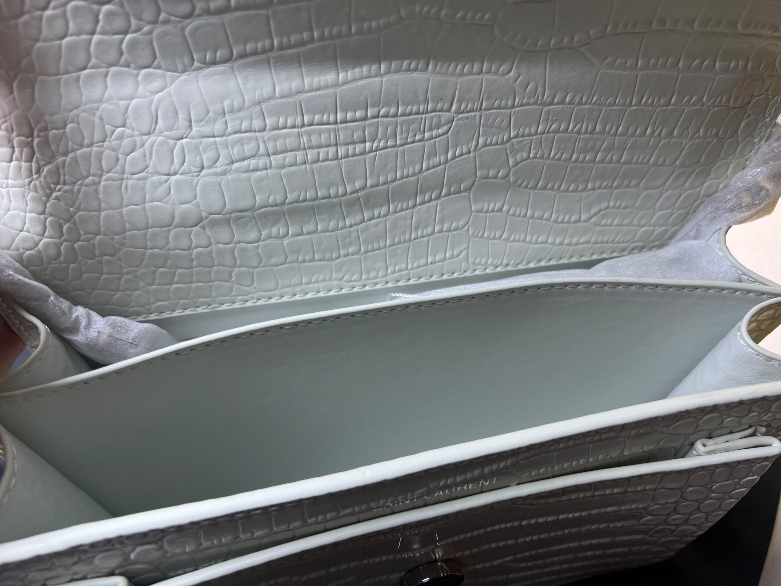 Sa1nt Lau*nt Sunset Chain Bag White With Silver Hardware For Women 7.4in/19cm Y51 533026DND1N9207