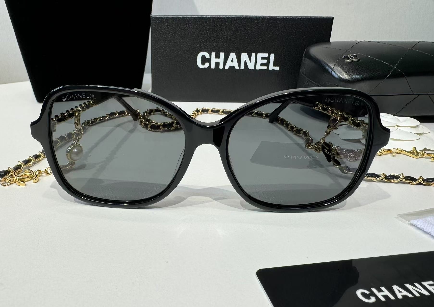 Ch**el Square Sunglasses Black For Women A40911 X06074 S2214