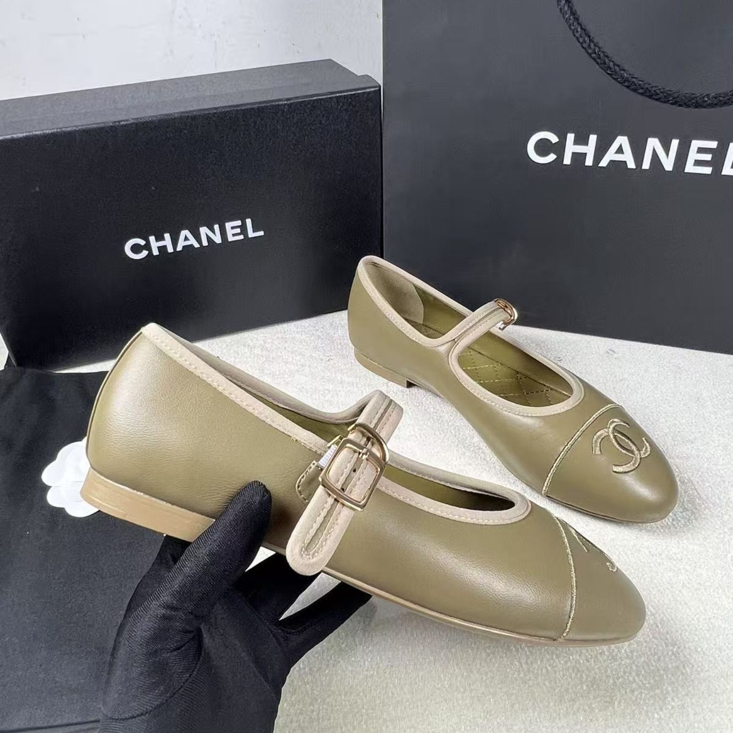 Ch**el Mary Janes 24SS Dark Beige For Women