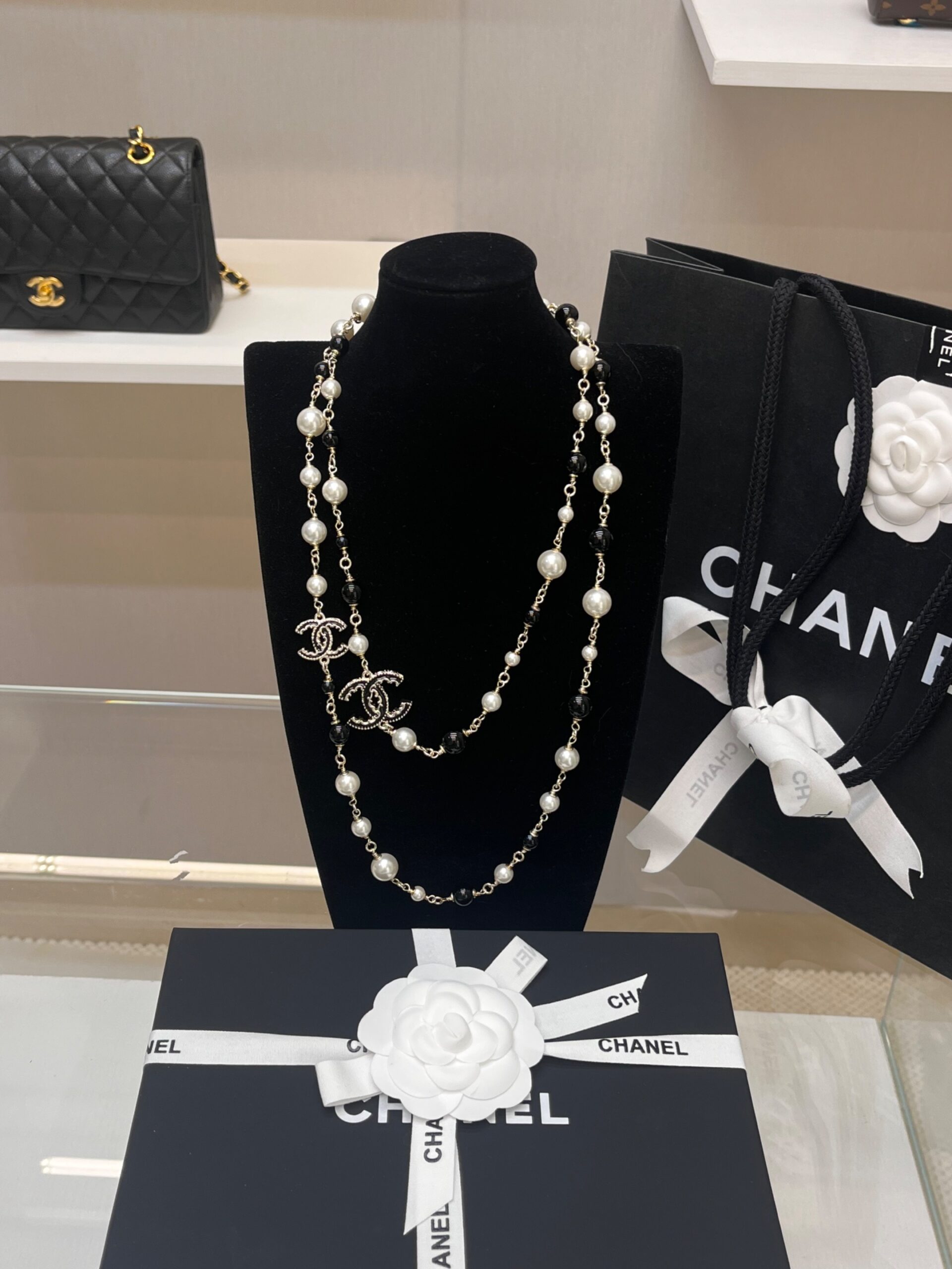 Ch**el Pearl Necklace Gold For Women