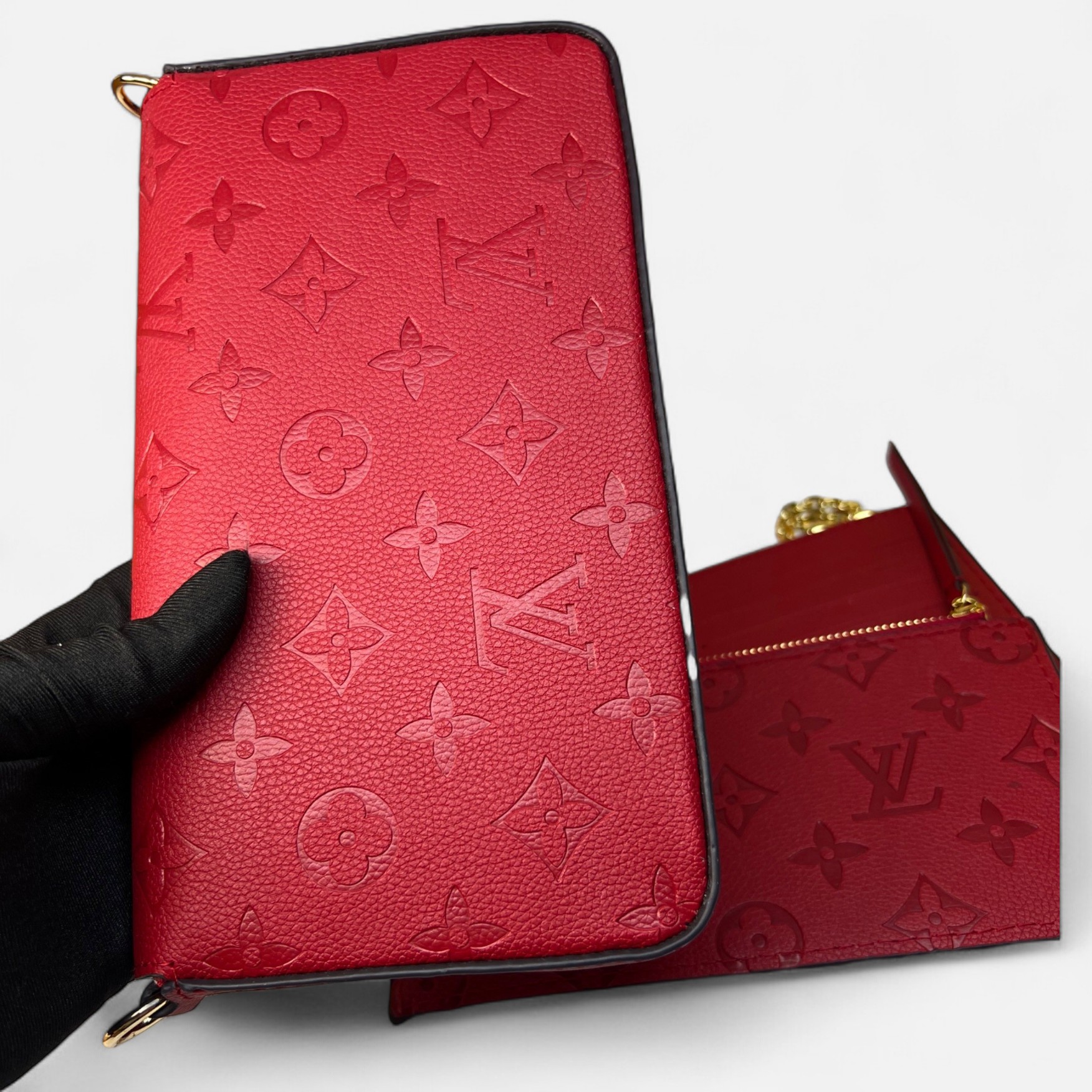 L0vis Vvtt0n Pochette Felicie Monogram Empreinte Red For Women, Women’s Wallets 8.3in/21cm LV