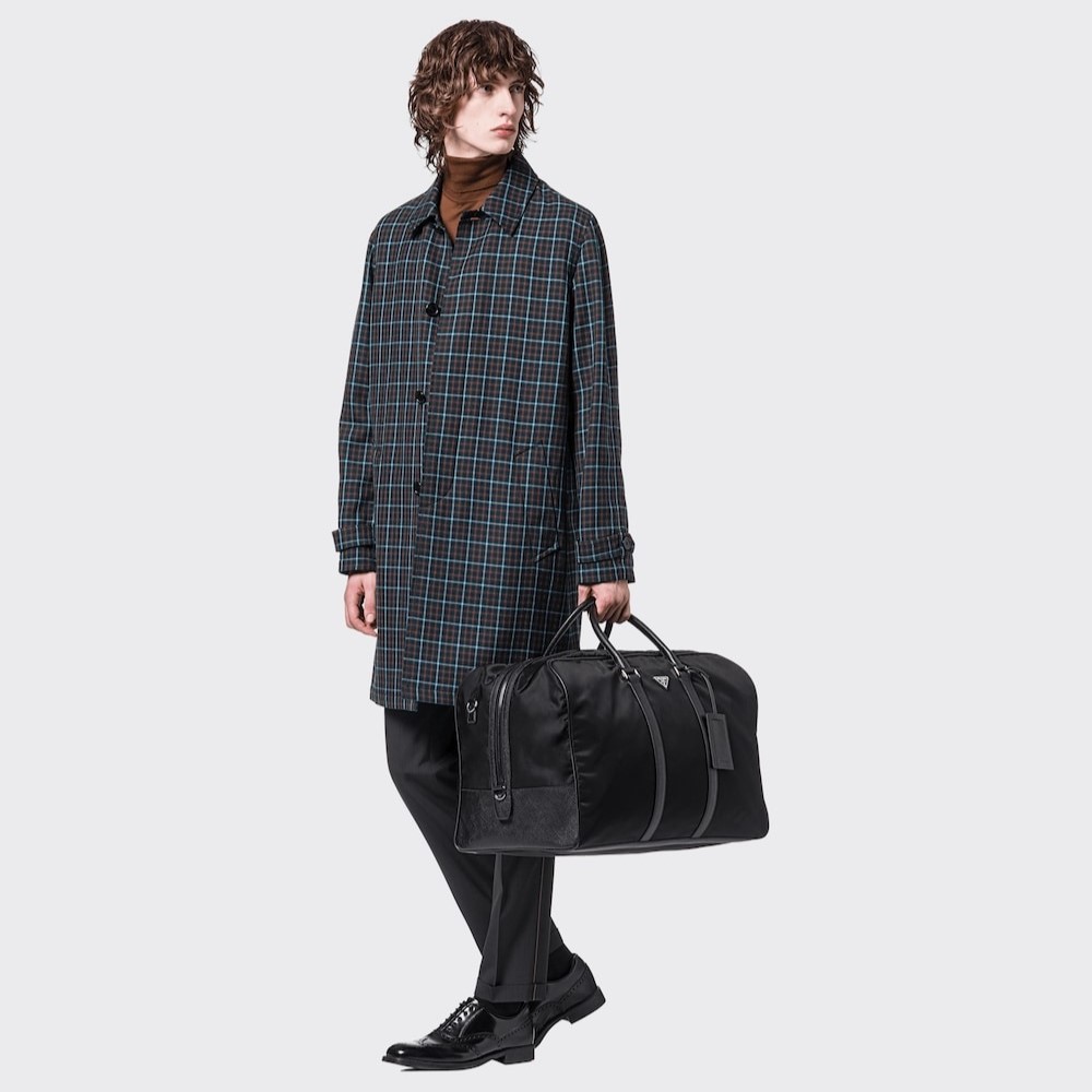 Pra*a Re-Nylon And Leather Duffle Bag For Men 21.7in/55cm 2VC013_2DMH_F0002_V_SOO