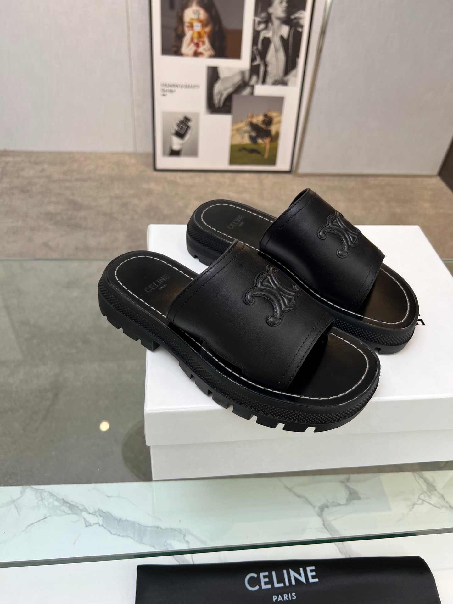 Ce1i*e Clea Triomphe Slide Black For Women