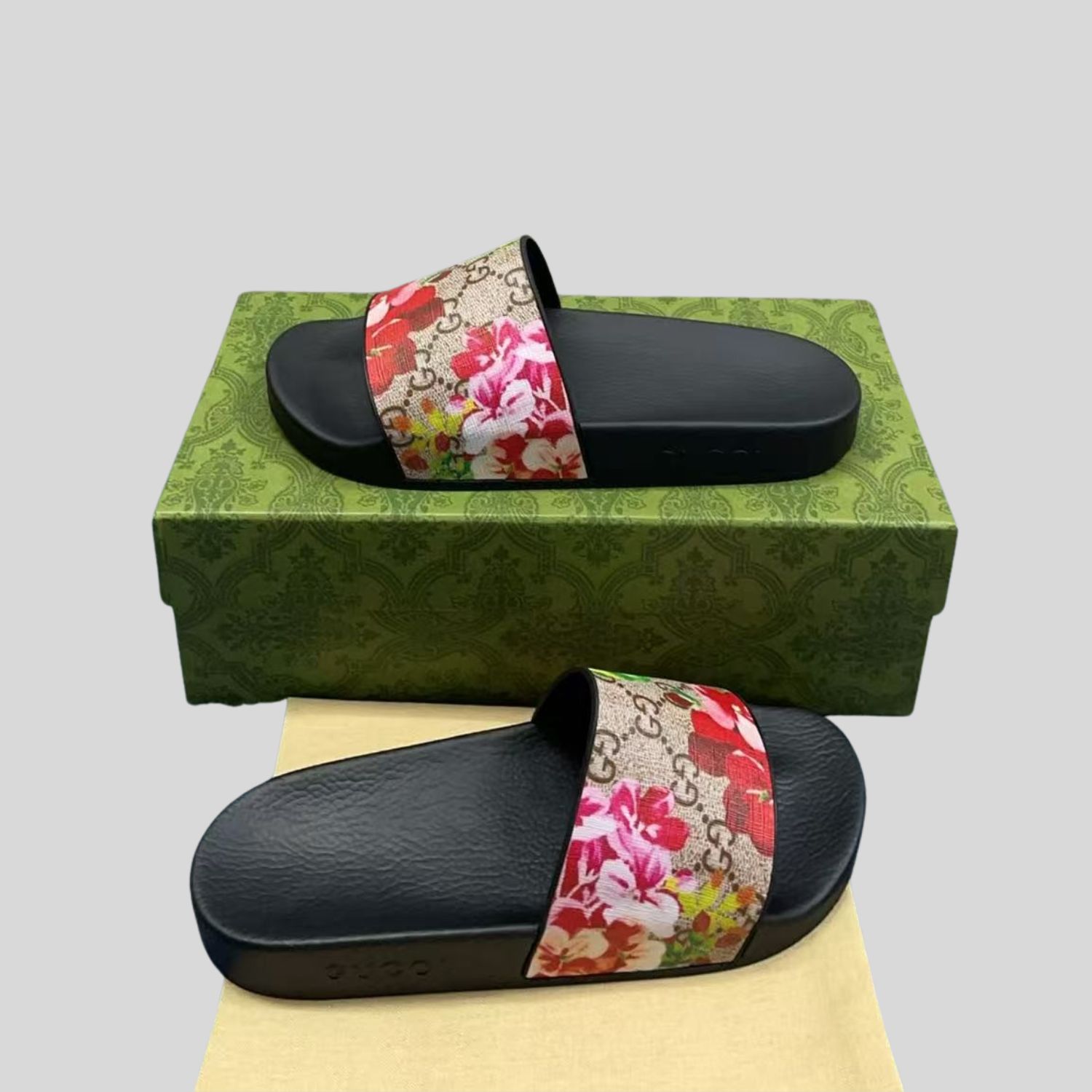 Gvc*1 Blooms Svp*me Floral Slide Sandal Black For Women 408508 KU200 8919