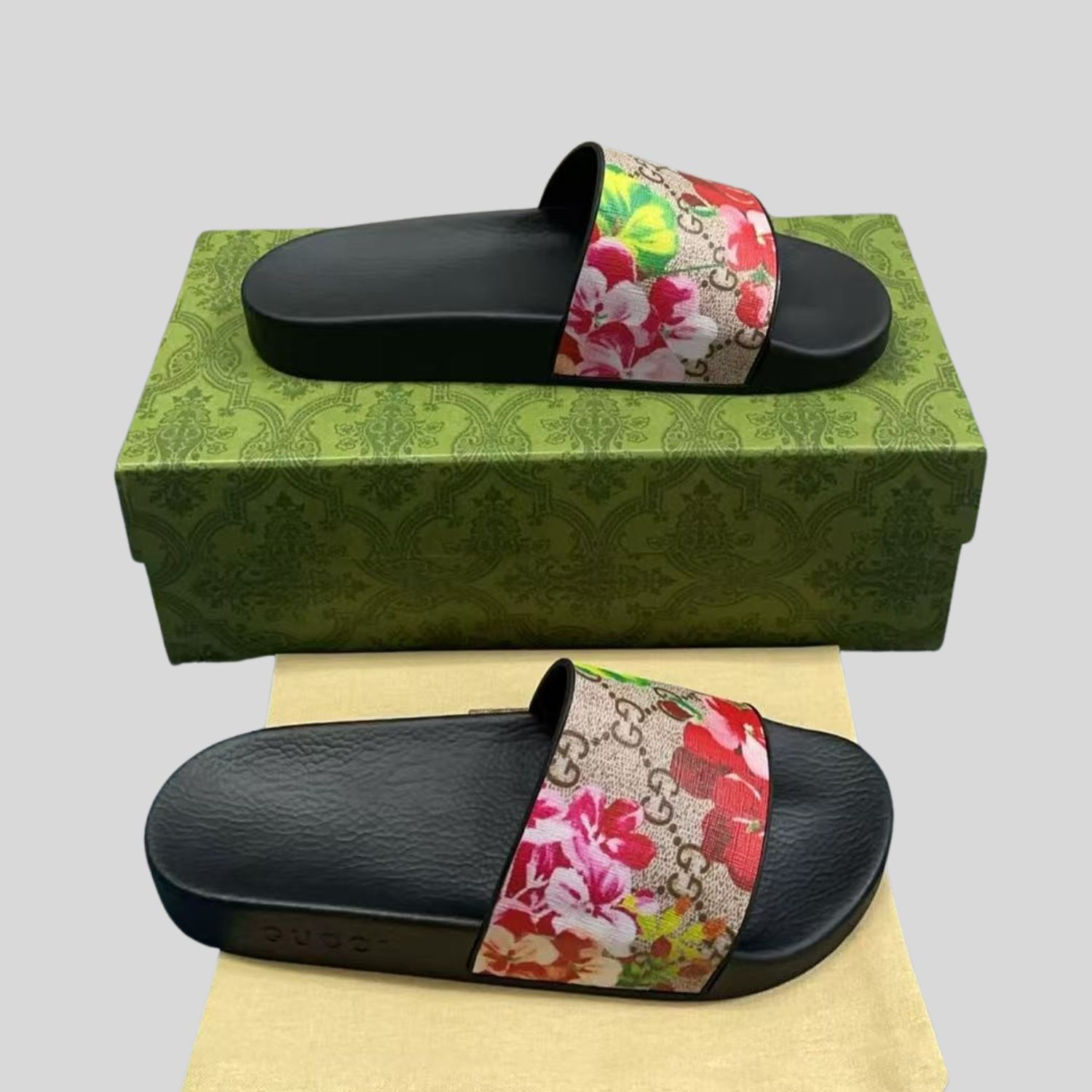 Gvc*1 Blooms Svp*me Floral Slide Sandal Black For Women 408508 KU200 8919
