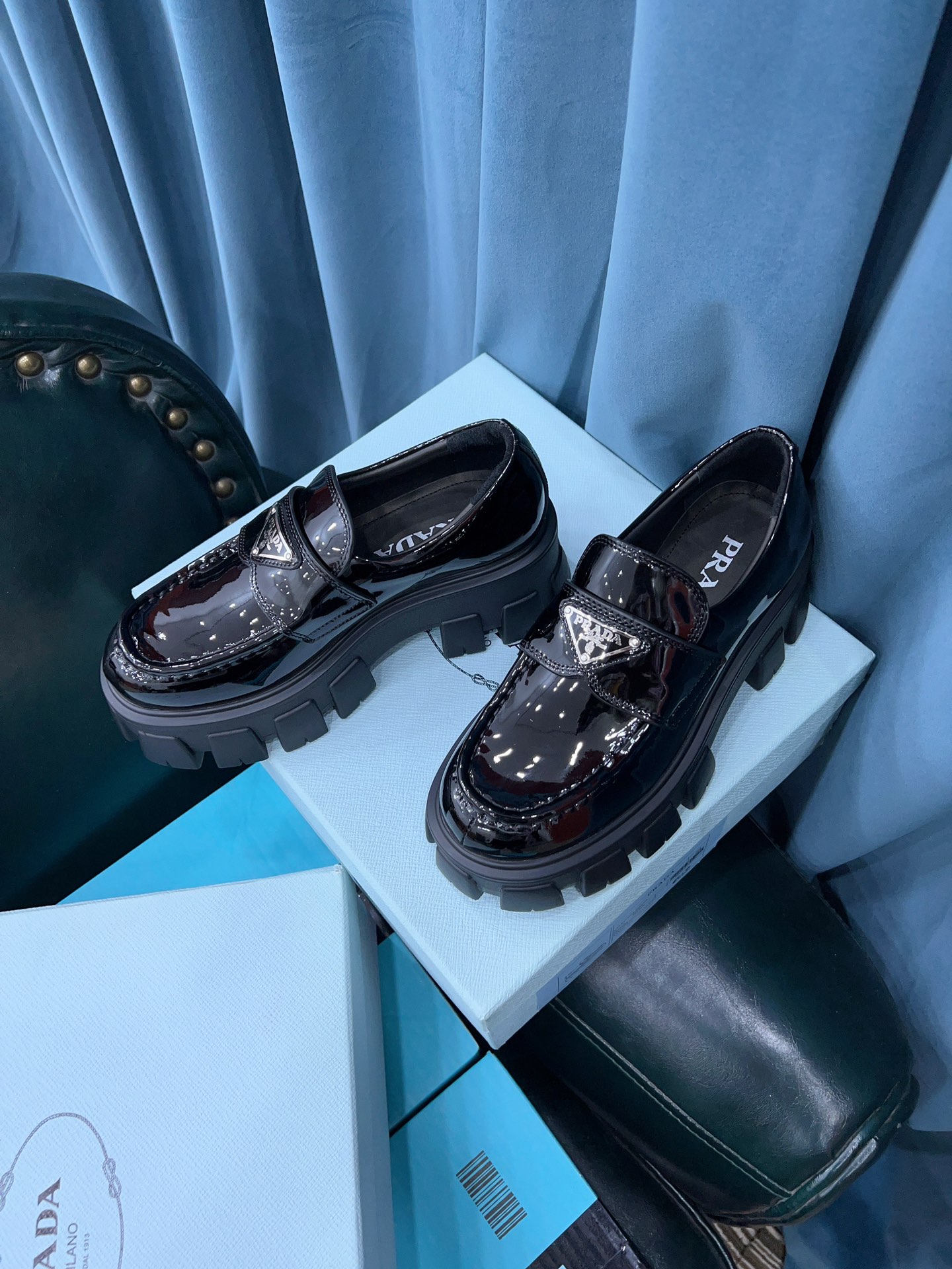 Pra*a Monolith Brushed Loafers Black For Women 2.4in/60mm PRD