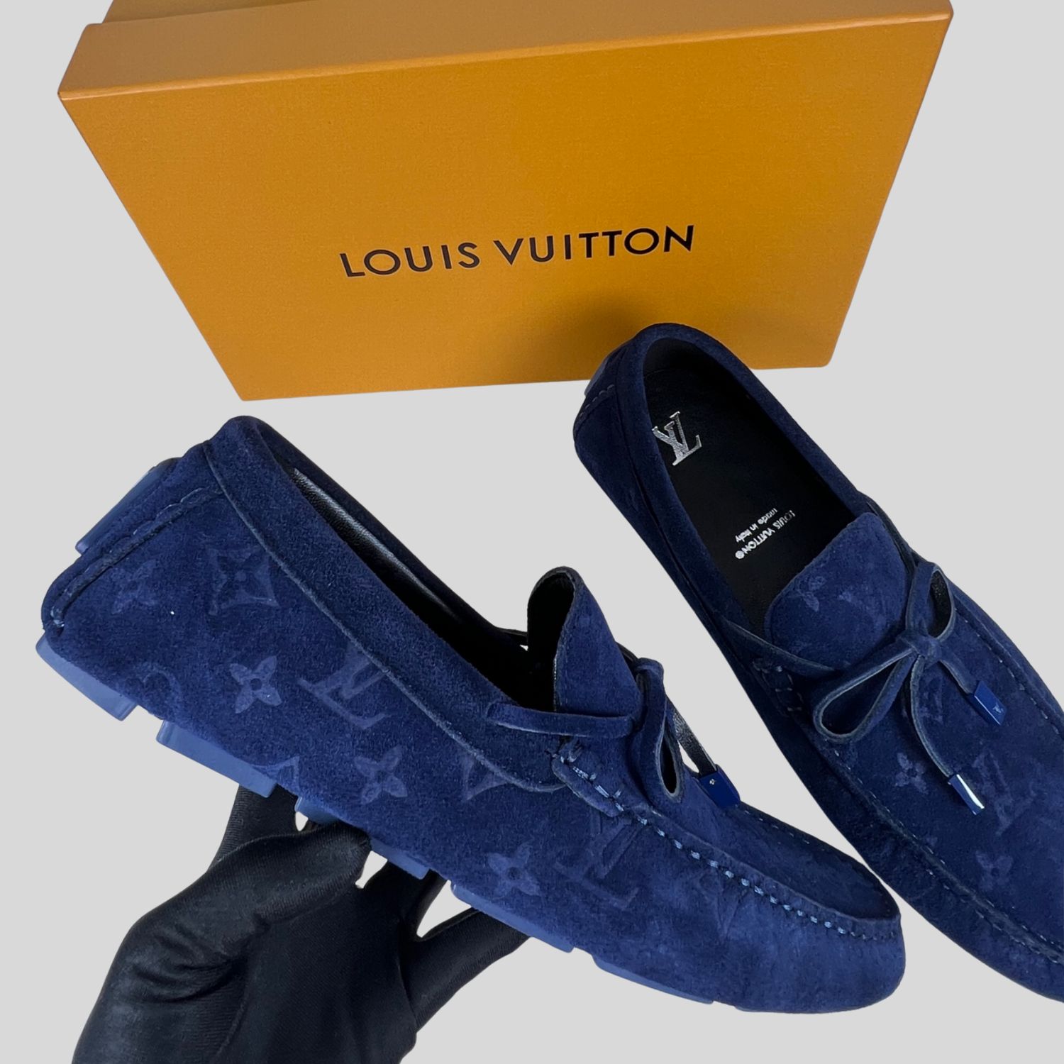 L0vis Vuittion LV Driver Moccasin Blue For Men LV 1AAF1C