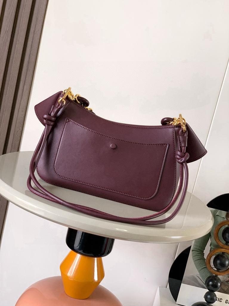 [True-to-ORIGINAL] L0ew* Medium Ola Bag Dark Burgundy For Women 26cm/10.2in AP22P22X07