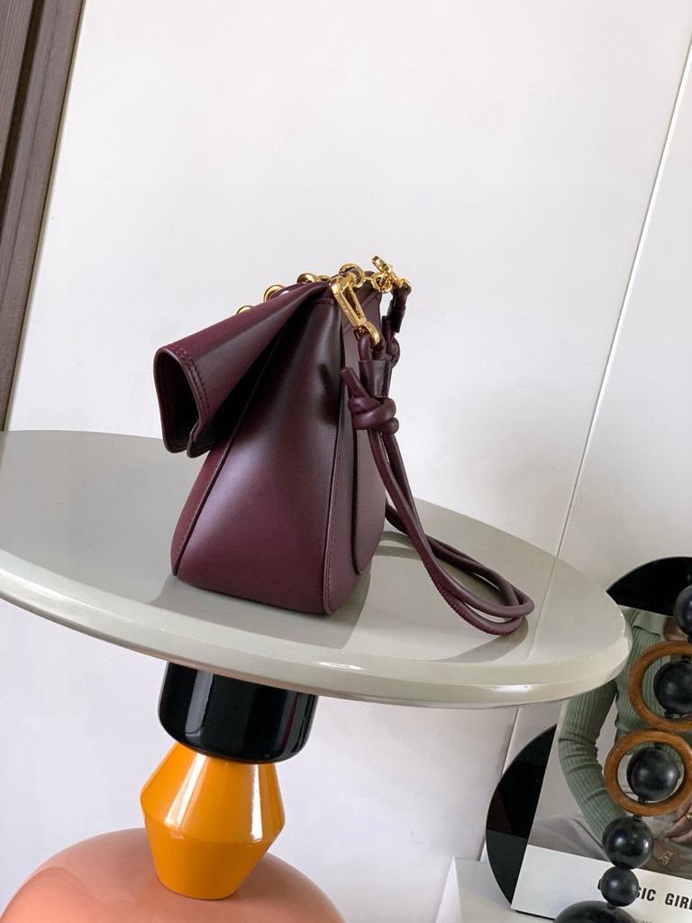 [True-to-ORIGINAL] L0ew* Medium Ola Bag Dark Burgundy For Women 26cm/10.2in AP22P22X07