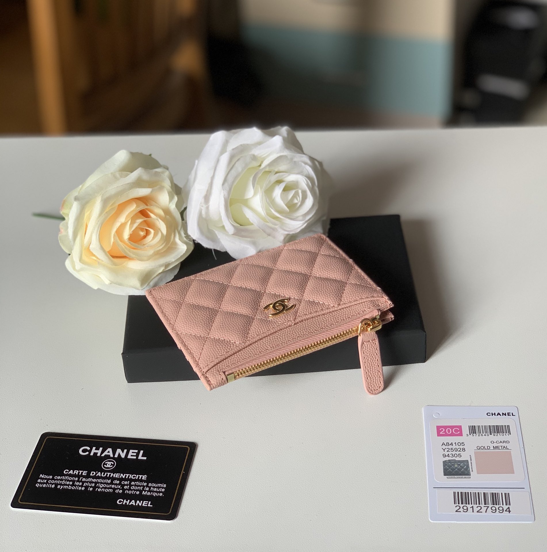 Ch**el Flat Card Holder Pink Bag For Women 11.5cm/4.5in