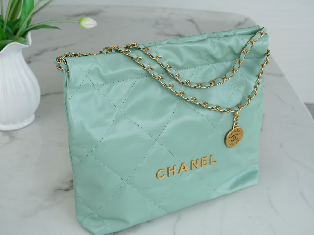[True-to-ORIGINAL] Ch**el 22 Small Handbag Jade Green For Women 37cm / 14.43in AS3260