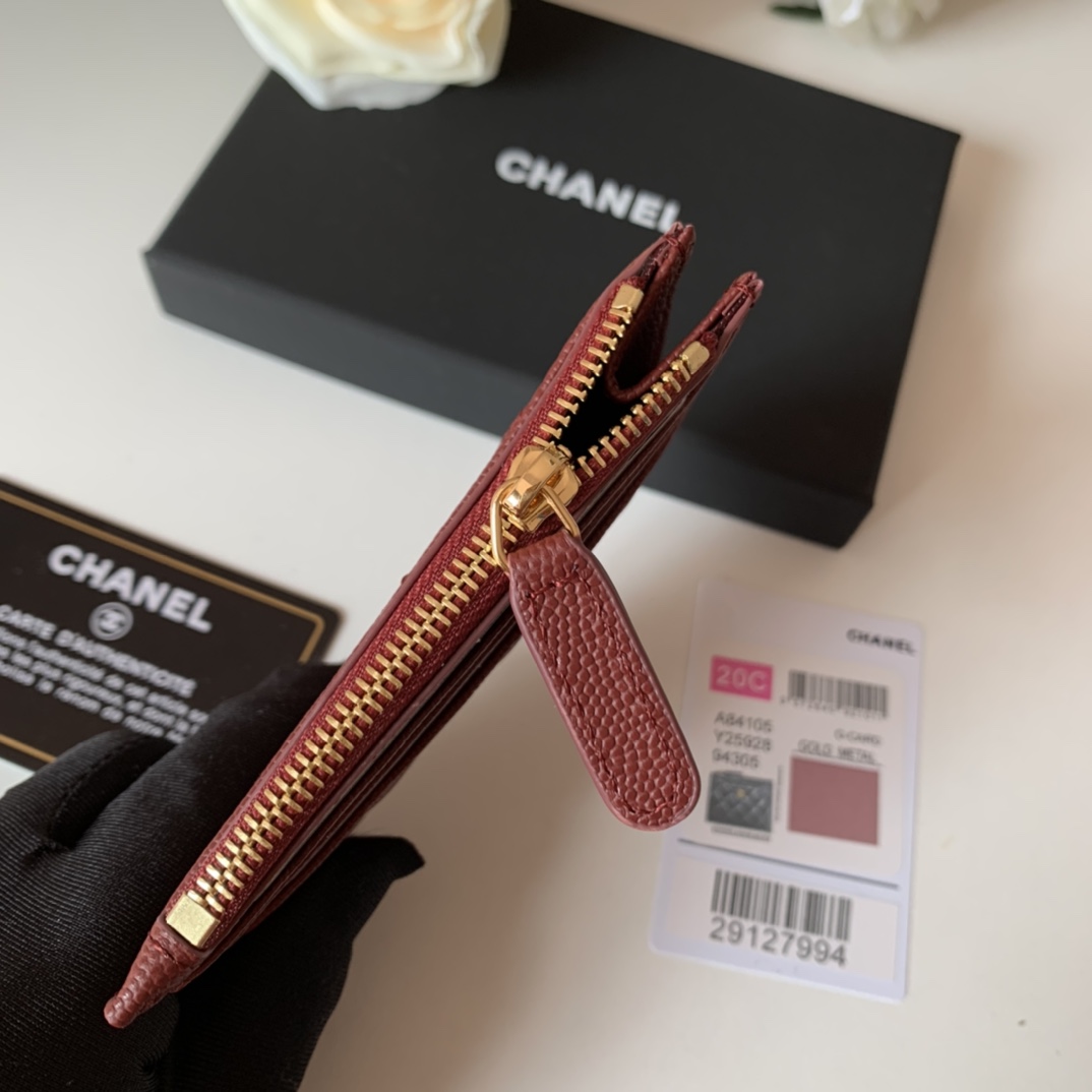 Ch**el Flat Card Holder Red Bag For Women 11.5cm/4.5in