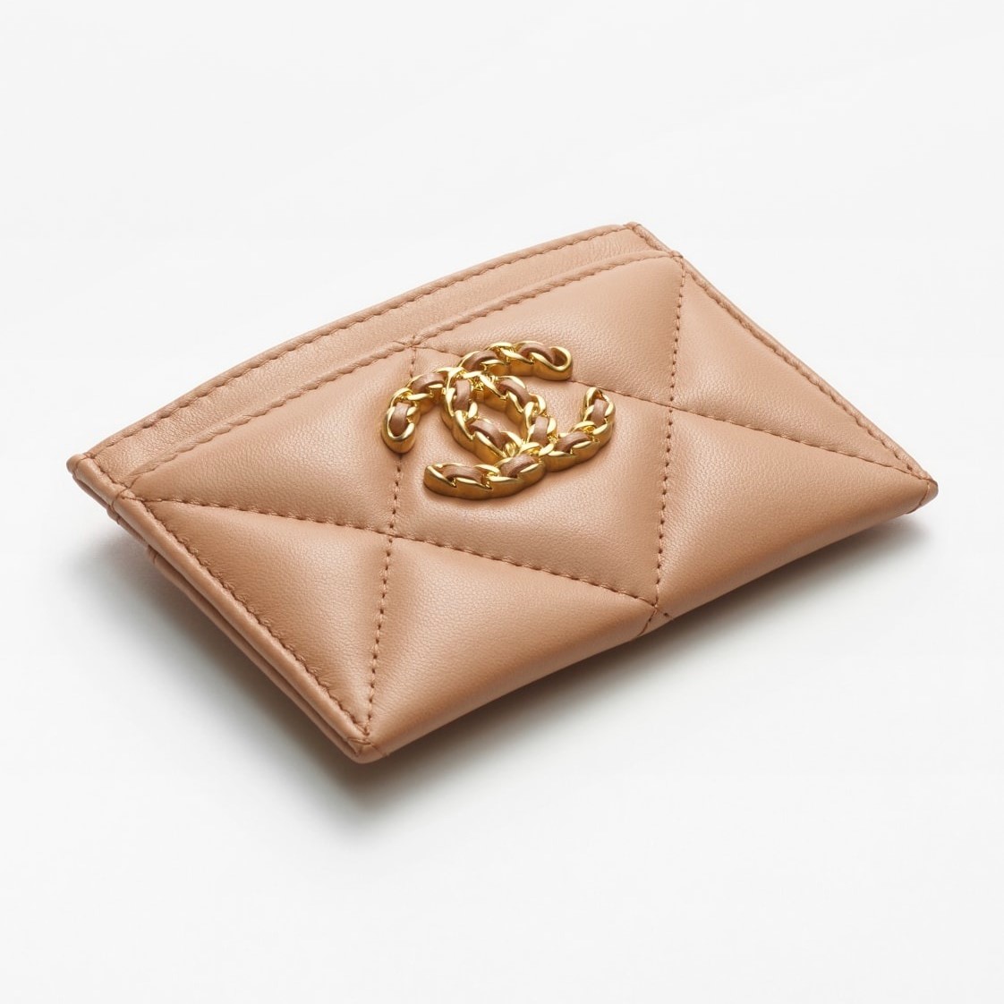 Ch**el 19 Card Holder Dark Beige For Women 4.4in/11.2cm AP1167 B04852 NZG77