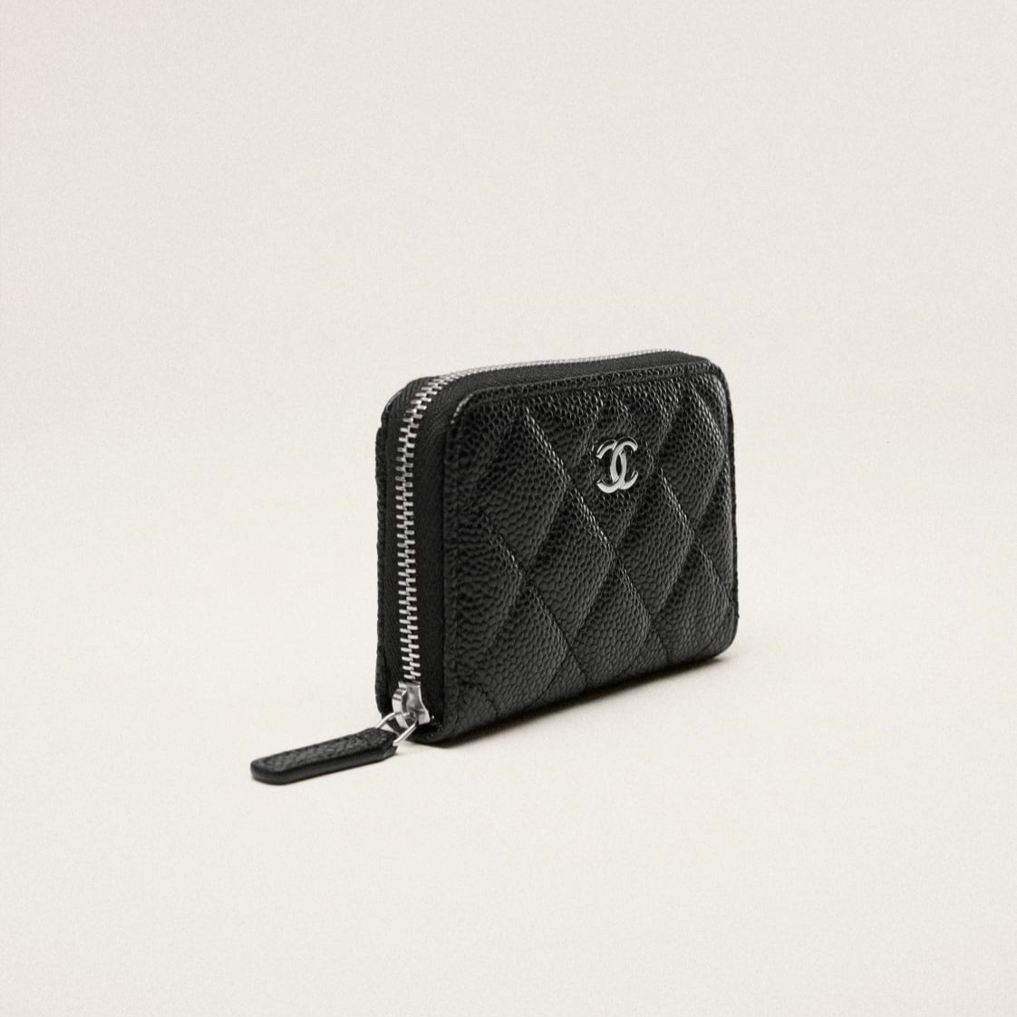 Ch**el Classic Zipped Coin Purse Black For Women 4.3in/11cm AP0216 Y01588 C3906