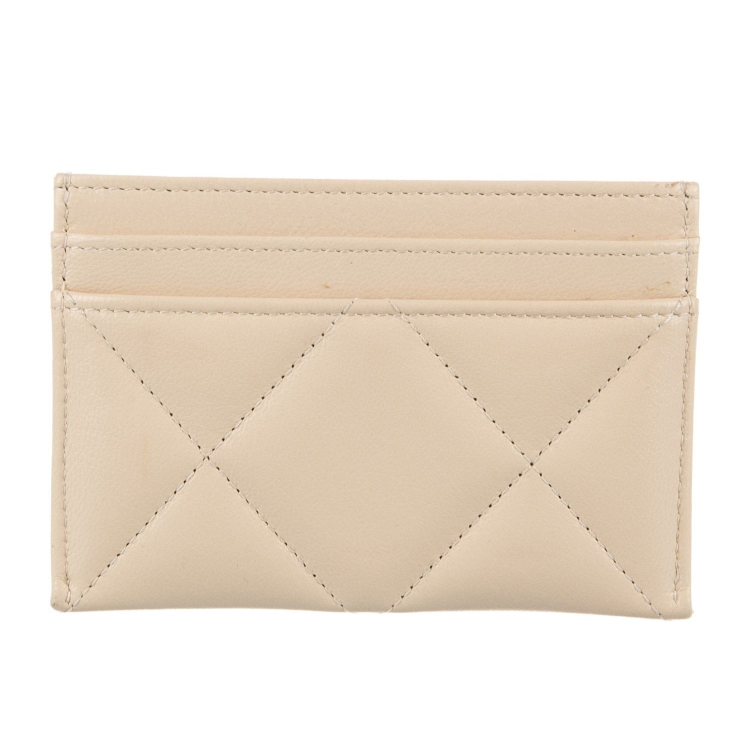 Ch**el CO-CO 19 Card Holder Wallet Beige Gold Toned Hardware For Women 11cm/4.3in