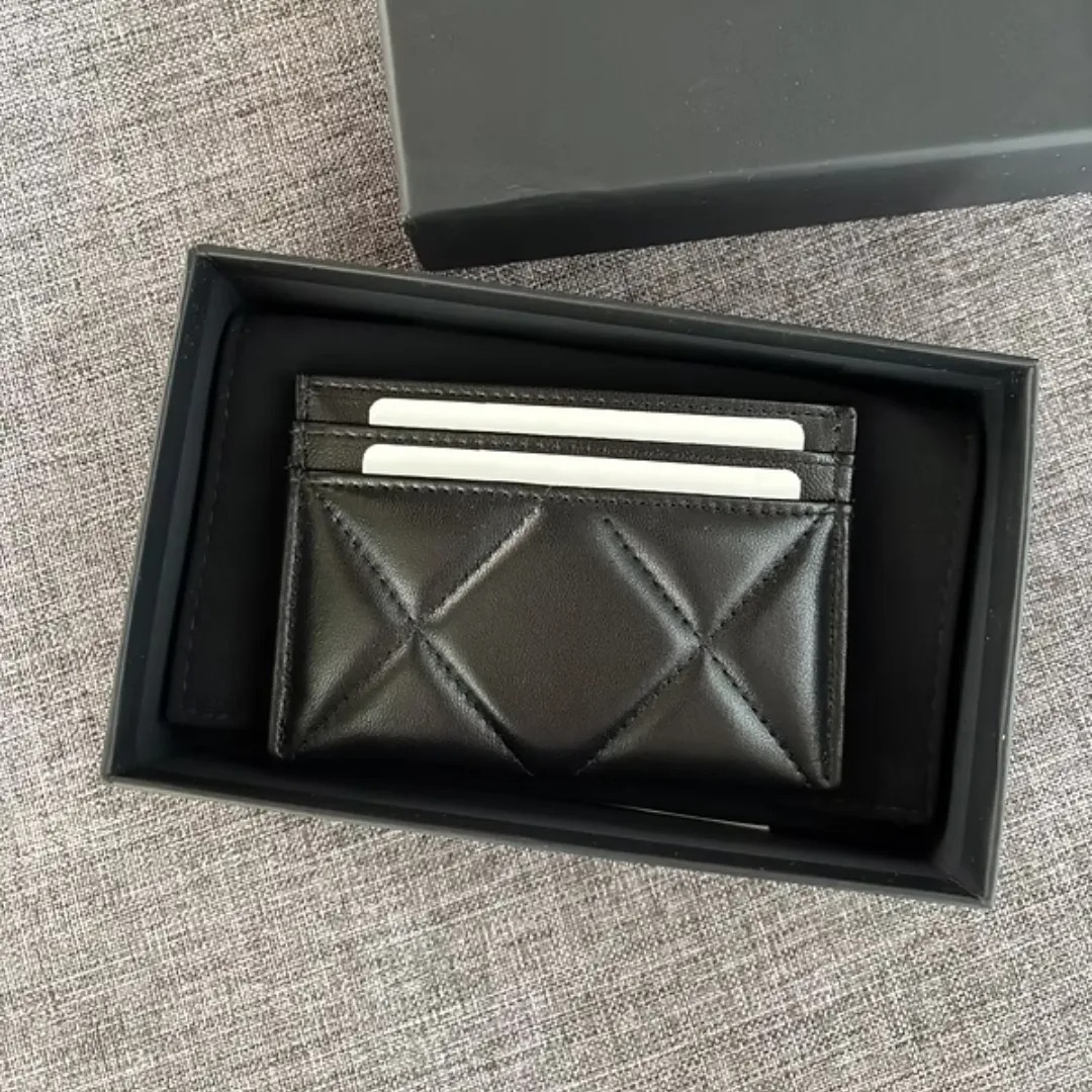 Ch**el CO-CO 19 Card Holder Wallet Black Gold Toned Hardware For Women 11cm/4.3in